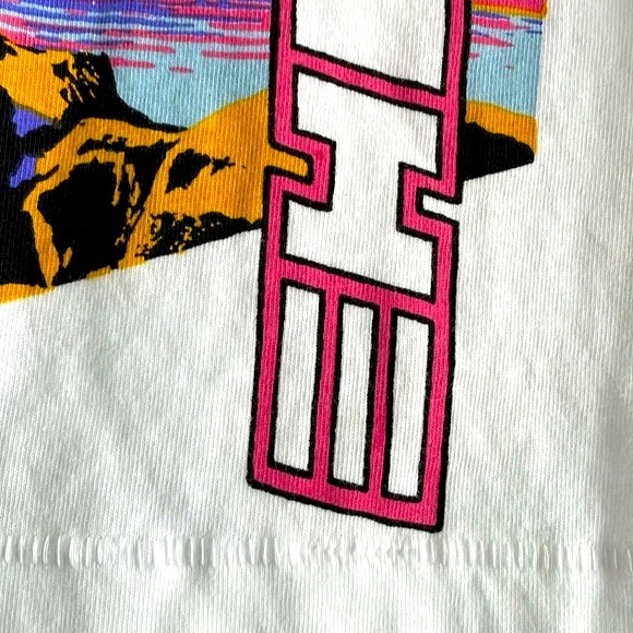 Jordache Vintage No More Bad Days Cropped Tee 80s retro neon dolphin t-shirt | S - Picture 8 of 15